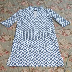 Blue and White Patterned Dress